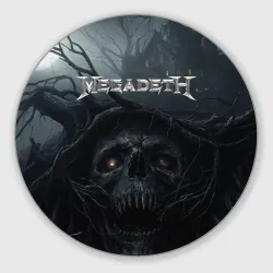 Круглый коврик для мышки Megadeth череп под деревом