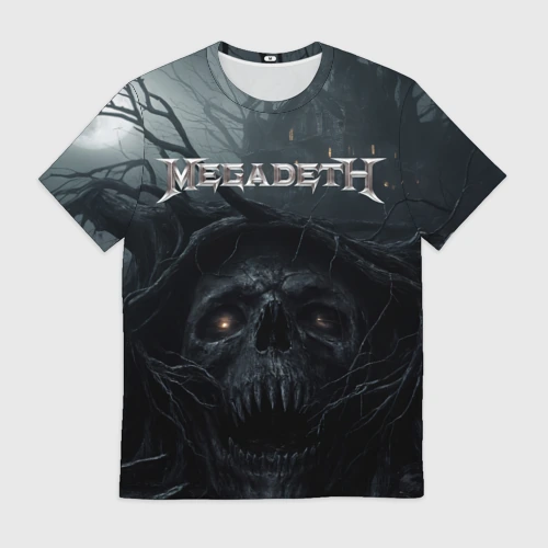 Мужская футболка 3D Megadeth череп под деревом