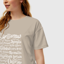 Женская футболка хлопок Oversize Заклинания на латыни из Гарри Поттера - фото 2