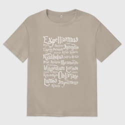 Женская футболка хлопок Oversize Заклинания на латыни из Гарри Поттера