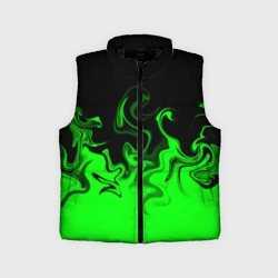 Детский жилет утепленный 3D Абстрактный зеленый огонь