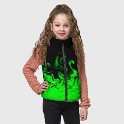 Детский жилет утепленный 3D Абстрактный зеленый огонь - фото 2
