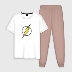 Мужская пижама с белой футболкой хлопок Флэш