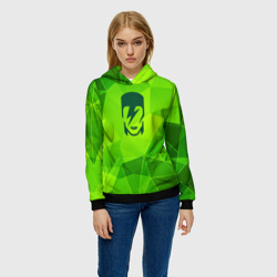 Женская толстовка 3D David Bowie green poly - фото 2