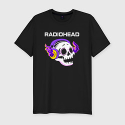 Мужская футболка хлопок Slim Radiohead - неоновый череп