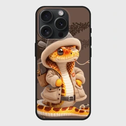 Чехол силиконовый для Apple iPhone 15 Pro Мax матовый Змея в пальто