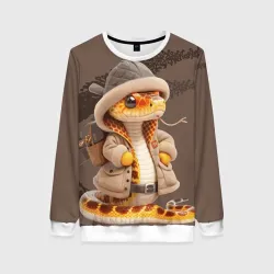 Женский свитшот 3D Змея в пальто