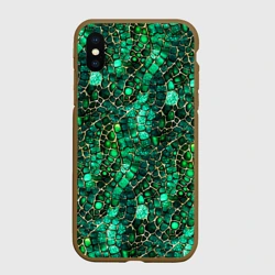 Чехол для iPhone XS Max матовый Змеиная зелёная кожа
