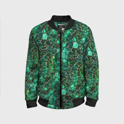 Детский бомбер 3D Змеиная зелёная кожа