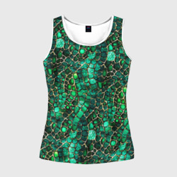 Женская майка 3D Змеиная зелёная кожа