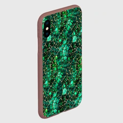 Чехол для iPhone XS Max матовый Змеиная зелёная кожа - фото 2