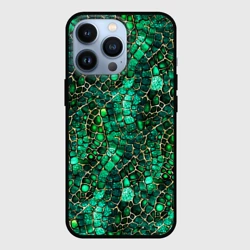 Чехол для iPhone 13 Pro Змеиная зелёная кожа