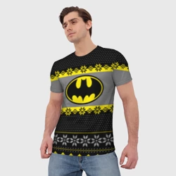 Мужская футболка 3D Бэтмен новогодний ugly sweater - фото 2