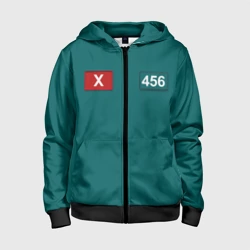 Детская толстовка 3D на молнии Игрок 456 - Игра в кальмара