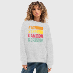 Женский свитшот oversize без начеса хлопок Сон еда танцы - фото 2