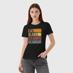 Женская футболка хлопок Сон еда танцы - фото 2
