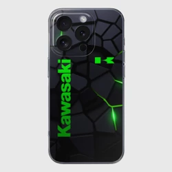Чехол для iPhone 16 Pro Max силиконовый с защитой камеры Kawasaki - плиты с эффектом свечения