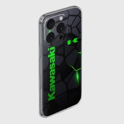 Чехол для iPhone 16 Pro Max силиконовый с защитой камеры Kawasaki - плиты с эффектом свечения - фото 2