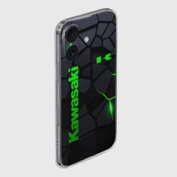 Чехол для iPhone 16 силиконовый с защитой камеры Kawasaki - плиты с эффектом свечения - фото 2