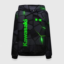 Женская толстовка 3D Kawasaki - плиты с эффектом свечения