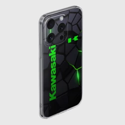 Чехол для iPhone 15 Pro силиконовый с защитой камеры Kawasaki - плиты с эффектом свечения - фото 2