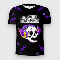 Мужская футболка 3D Slim Five Finger Death Punch неоновый череп