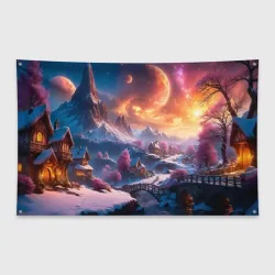 Флаг-баннер Fantasy river village