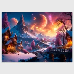 Поздравительная открытка Fantasy river village