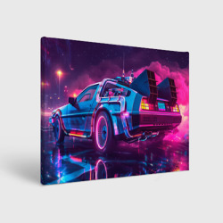 Холст прямоугольный Delorean - back to the future  neon