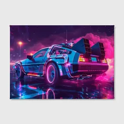 Холст прямоугольный Delorean - back to the future  neon - фото 2
