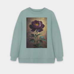 Женский свитшот oversize без начеса хлопок Пион искусство