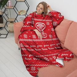 Плед с рукавами Новогодний свитер со змеями - фото 2