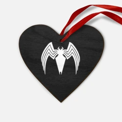 Деревянная игрушка Сердце Venom - spider logo