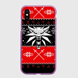Чехол для iPhone XS Max матовый Ведьмак новогодний ugly свитер