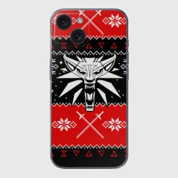 Чехол для iPhone 15 силиконовый с защитой камеры Ведьмак новогодний ugly свитер
