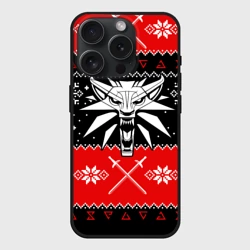 Чехол силиконовый для Apple iPhone 15 Pro матовый Ведьмак новогодний ugly свитер