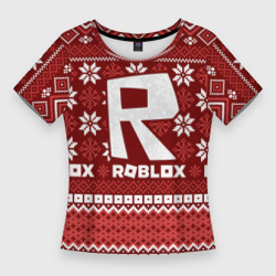 Женская футболка 3D Slim Новогодний свитер ugly Roblox