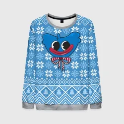 Мужской свитшот 3D Huggy Wuggy миленький новогодний свитер ugly