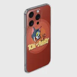 Чехол для iPhone 15 Pro силиконовый с защитой камеры Том и джерри - фото 2