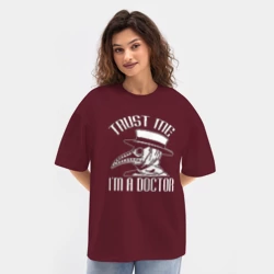 Женская футболка Oversize хлопок texturе Trust doctor - белый принт - фото 2