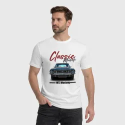 Мужская футболка хлопок Американский маслкар Ford Mustang 1973 года - фото 2