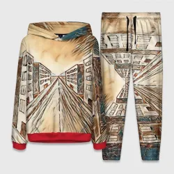 Женский костюм с толстовкой 3D Перспектива мегаполиса