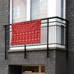 Флаг-баннер С Новым годом - вязаный узор с оленями - фото 2