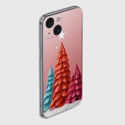 Чехол для iPhone 15 силиконовый с защитой камеры Новогодние ели - фото 2