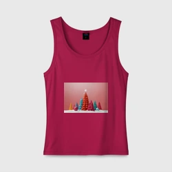 Женская майка хлопок Новогодние ели