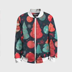 Детский бомбер 3D Новогодние елки и шарики
