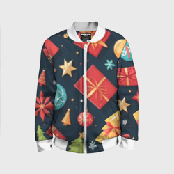 Детский бомбер 3D Новогодние подарки и шарики
