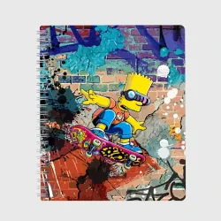 Тетрадь Bart Simpson on a skateboard - graffiti
