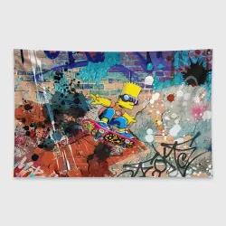 Флаг-баннер Bart Simpson on a skateboard - graffiti