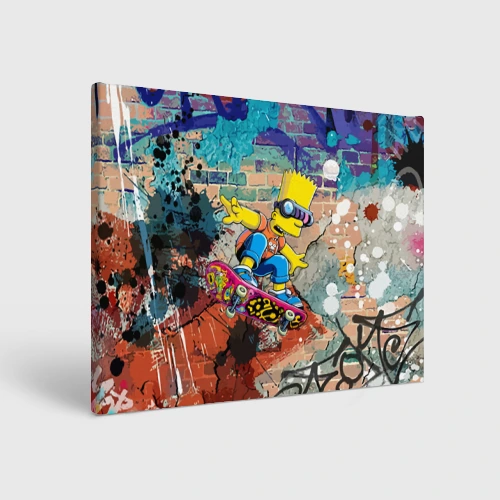 Холст прямоугольный Bart Simpson on a skateboard - graffiti